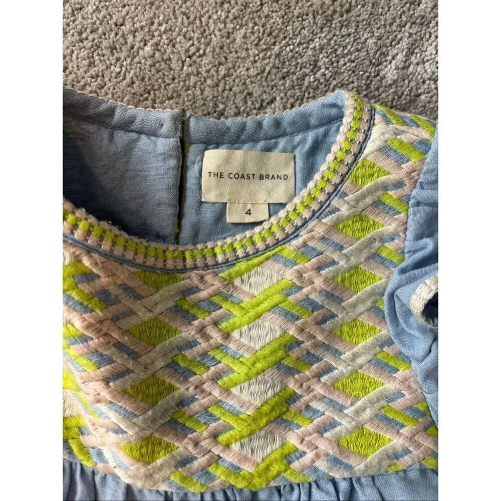 The Coast Brand Girls Stinson Dress - Blue/Green/Light Blue, Sz 4, $168 A42